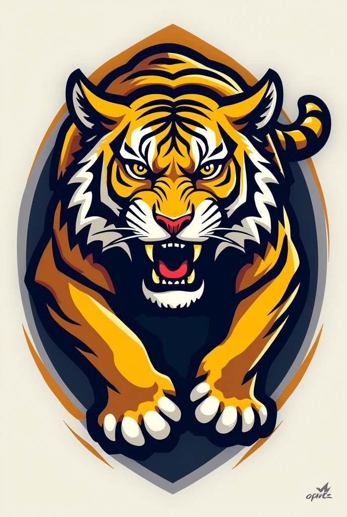 I want a football logo for my team with the color gold and a tiger in the front