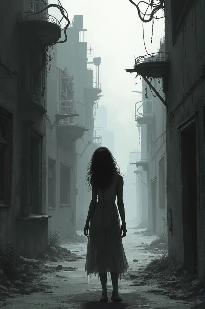 Hand illustrated monochromatic digital art based on the concept of rape and unsafe society for women