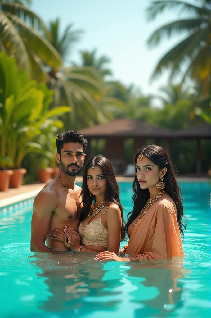 beautiful indian 
models posing in the swimming pool