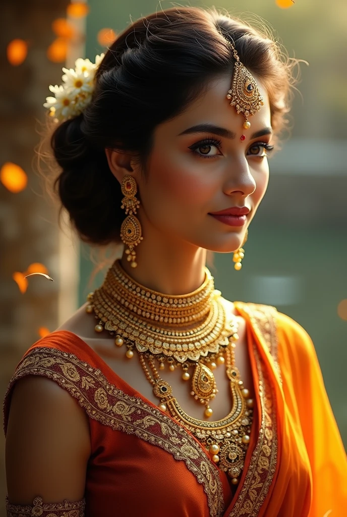 I want beautiful logo with name in Ganga jewelers with gold ornaments with beautiful girl