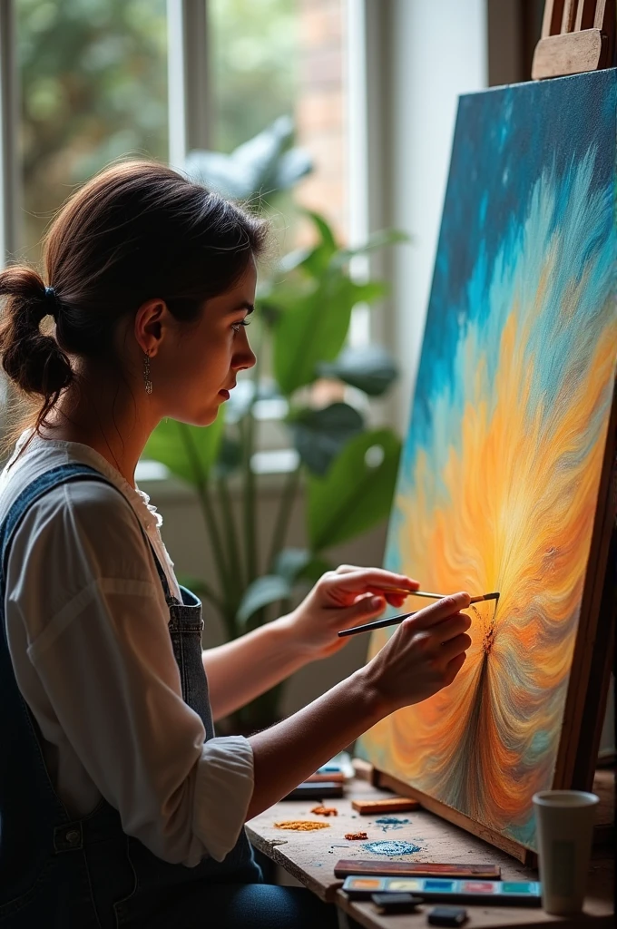 Video editor creating video for painter