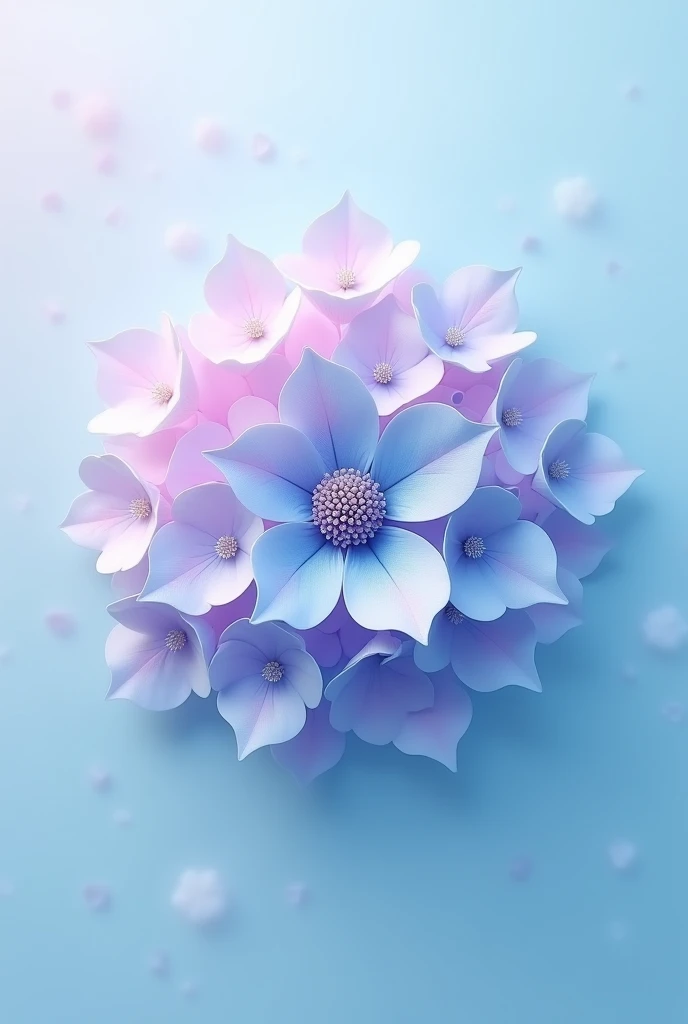 Digital art of hydrangea inthe middle of the screen to be the wallpapers of ios