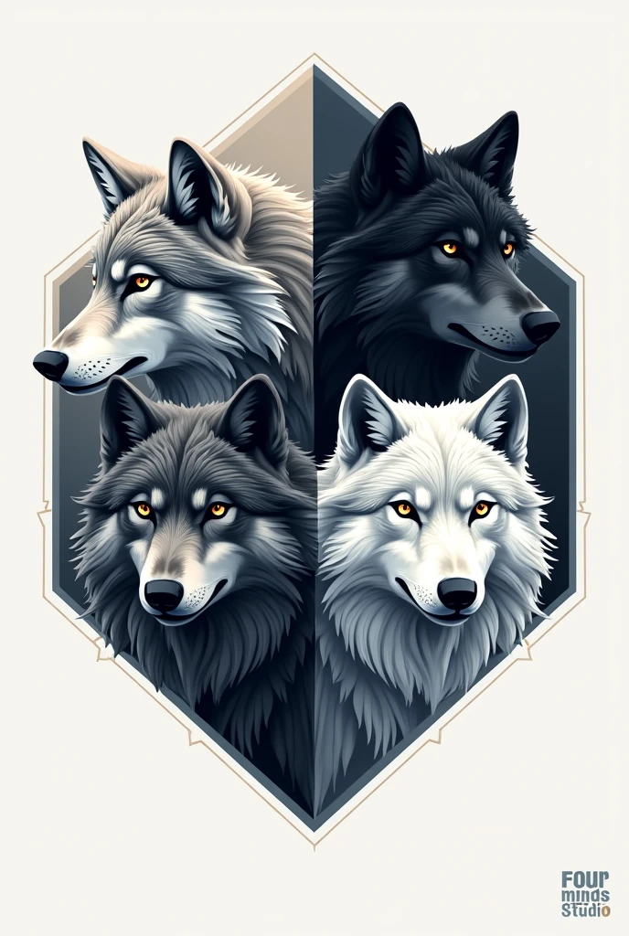Four Wolves in a logo that says FourMindsStudio