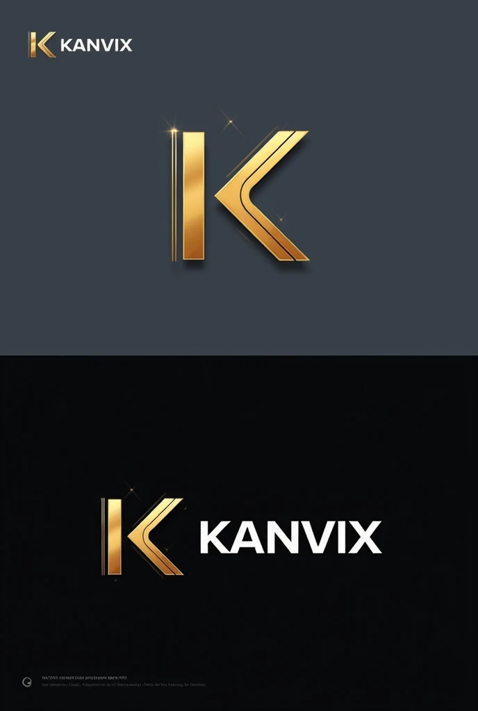 Design a unique logo for a company named Kanvix that deals with marketing media, make the logo icon based using the letter K and make it really unique and different and pleasing to the customers
Make the K really visible don't add colour to the background but add grey, blue or black and silver
gold to the k add lines but not 3D make it more unique