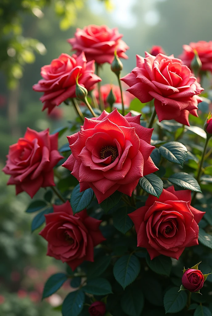 a bush of beautiful rose in a botanical garden
