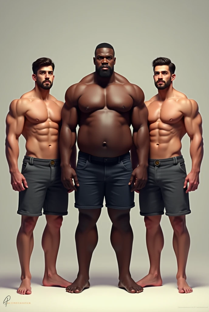 Two muscle guys and one fat Black guy