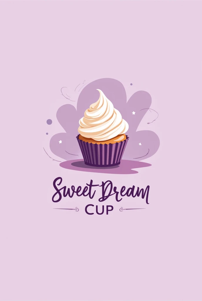 Create a bakery logo that reminds us of cupcakes, with shades of purple, com nome Sweet Dream cup