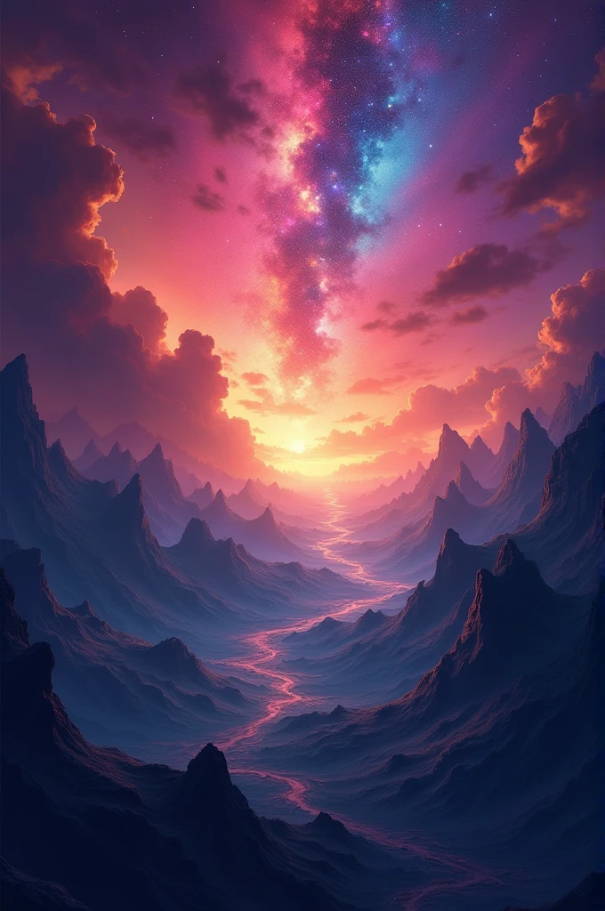 create image: create a galaxy with the colors of the bisexual flag and that also contains aliens