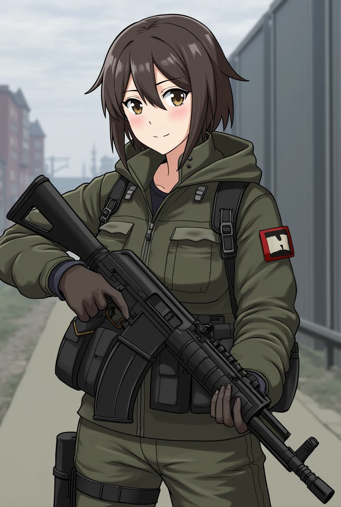 Anime style, combat gear, escape from tarkov
, girl, AK-74