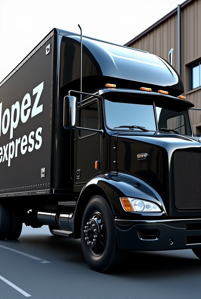 Super realistic black VAN truck with writing on the body: "LOPEZ EXPRESS" 
