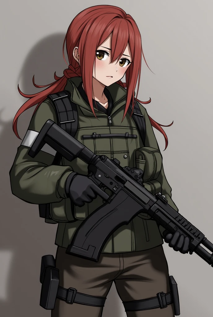 Anime style, combat gear, escape from tarkov
, girl, AK-74, blood, guts