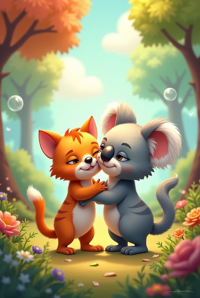 cat and koala who have an extraordinary cartoon-style friendship bond