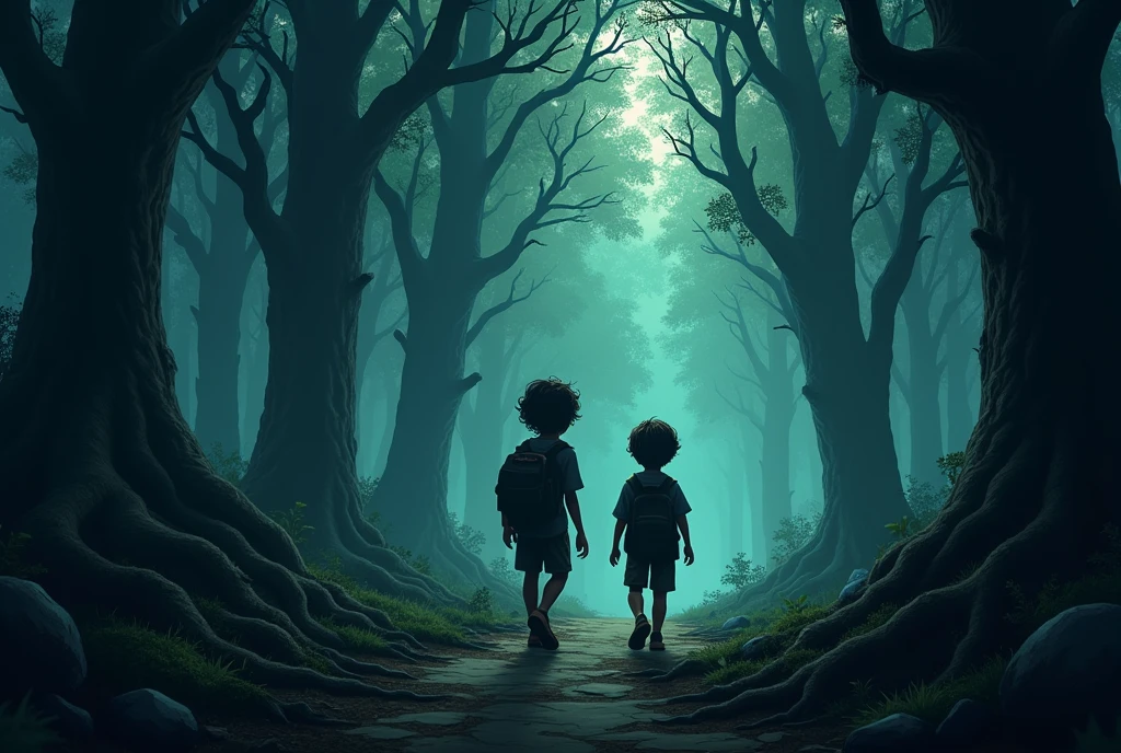 the two boys head towards the Forbidden Forest.