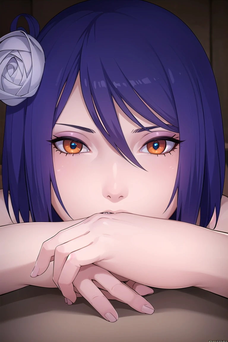 woman, woman, short hair, Hair accessories, Blue Hair, flower, hair flower, (Orange Eyes:1.2), (Lip piercing:1.2), Eyeshadow,
dawn \(Naruto\),

rest (masterpiece:1.2), best quality, high resolution, Unity 8K wallpaper, (illustration:0.8), (Beautiful and delicate eyes:1.6), Extremely detailed face, Perfect lighting, Extremely detailed CG, (Perfect hands, Perfect anatomical structure),