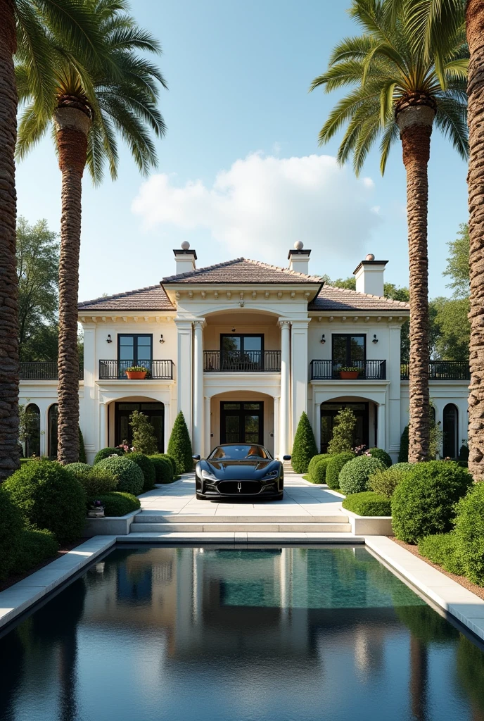 Luxurious lifestyle , house , black car , every thing that are related to high standard in one frame without person
