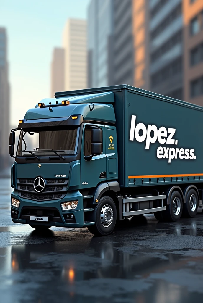 Super realistic van truck with writing on the body: "LOPEZ EXPRESS" 