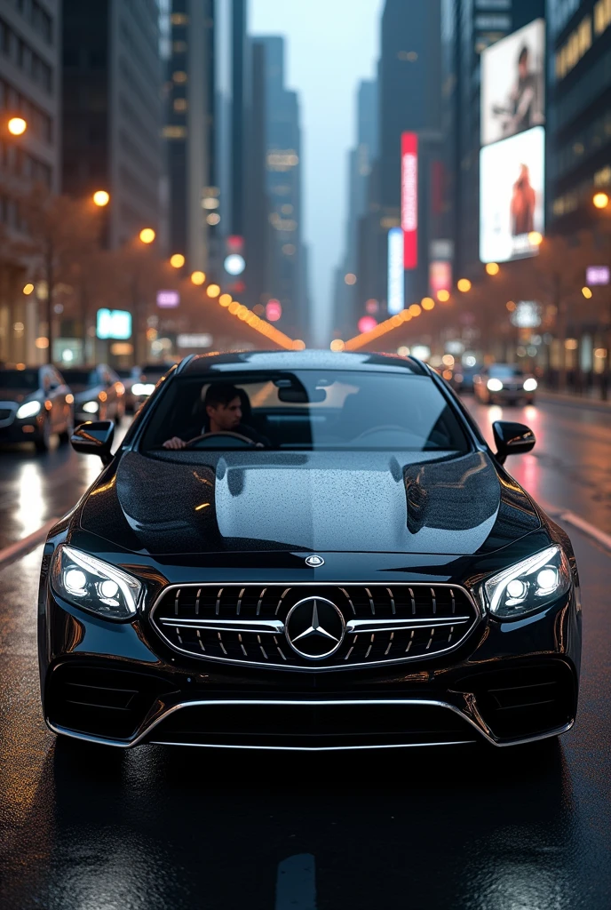 Black mercedes benz with handsome boy 