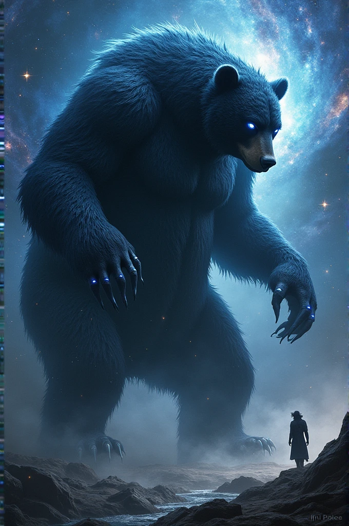A colossal spectral black bear, almighty, that can create galaxies from its claws