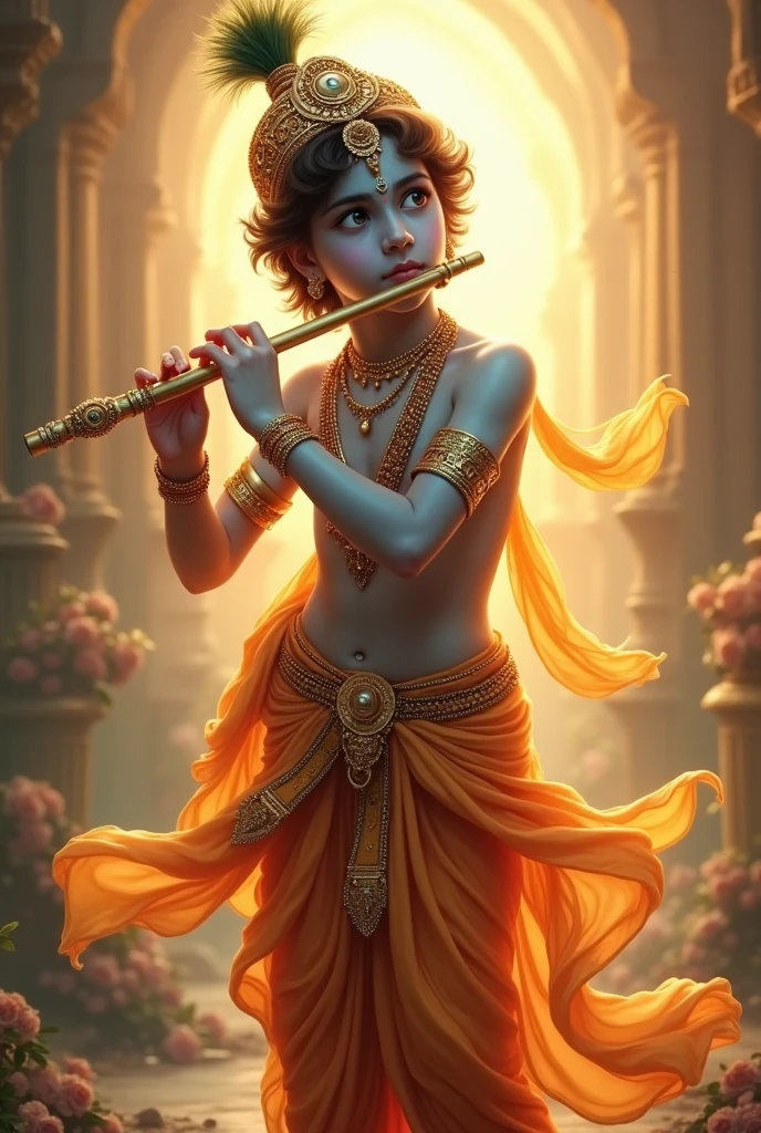 Shree krishan name's lord,full body lite,in flute