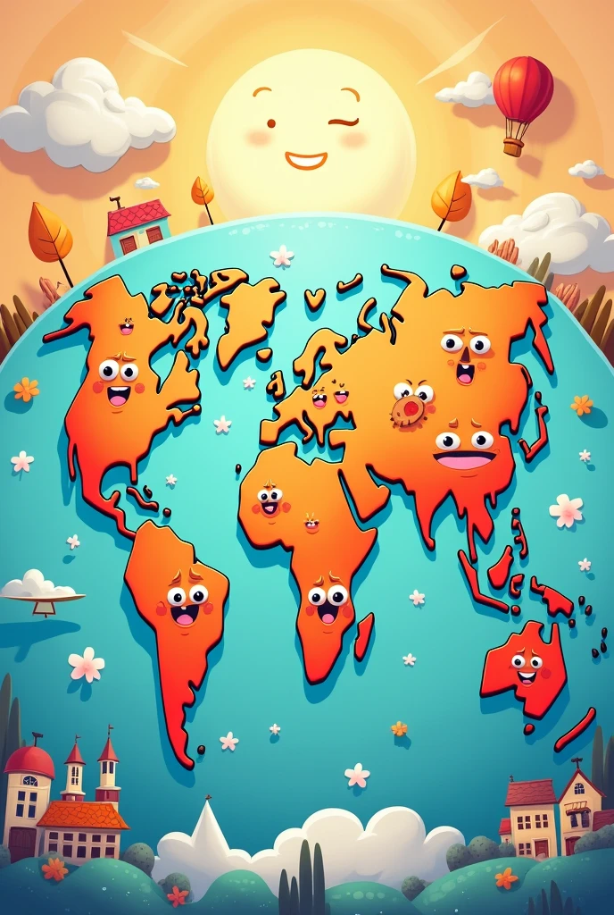 cartoon of a world map