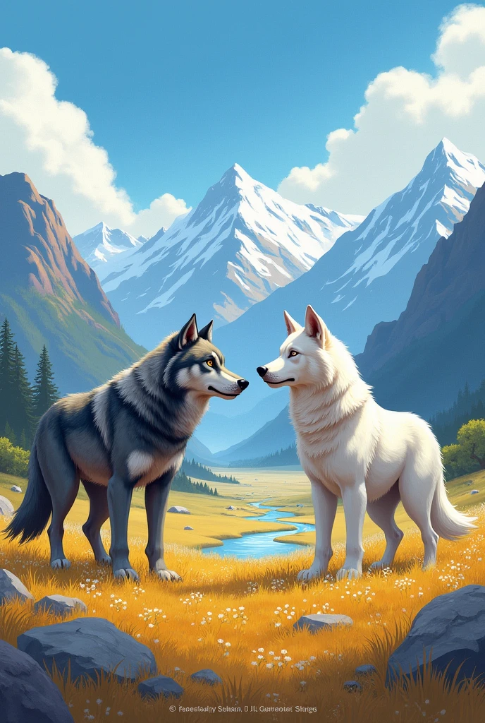 I need a simple cover design for a children's book.
The book is called "Wild Wolves and Heroic Kangals"