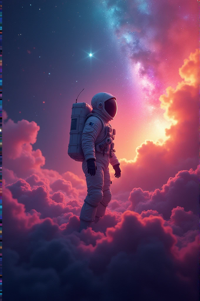 create image: create a galaxy with the colors of the bisexual flag and a bisexual astronaut