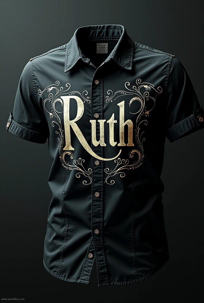 A naked sexy woman wearing a “Rotten Faith” shirt