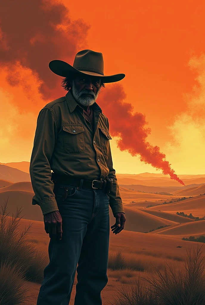Create an illustrated advertisement for Juan Rulfo&#39;s book The Plains on Fire 
