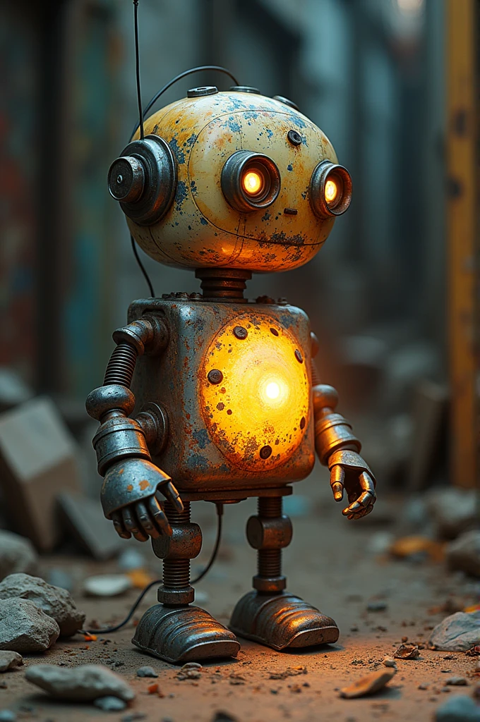 Make an impressionist-style robot from recycled materials that works like a lamp 