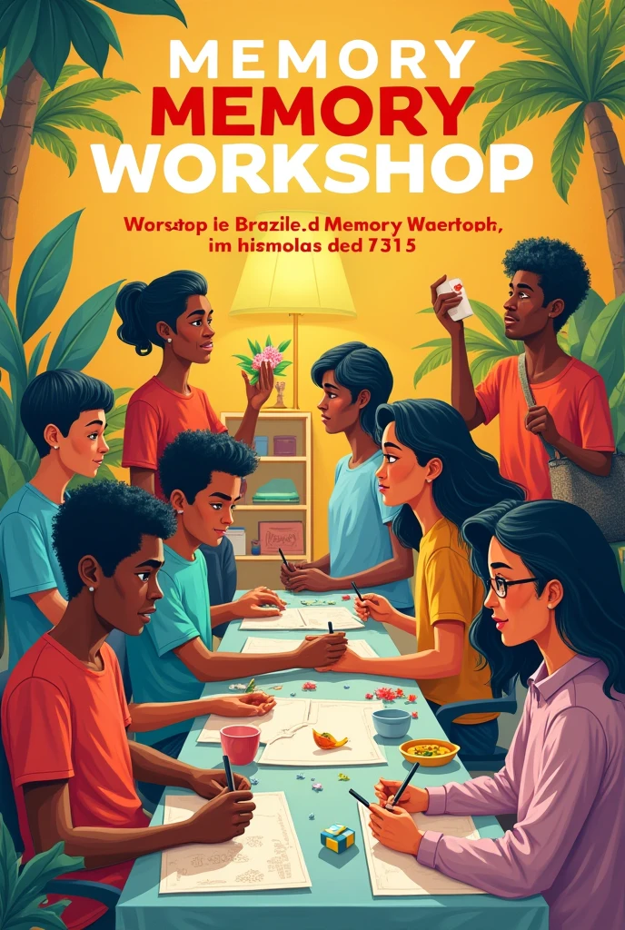 A poster promoting the memory workshop in Brazilian Portuguese. Held every Wednesday the 13th:30 to 15:30