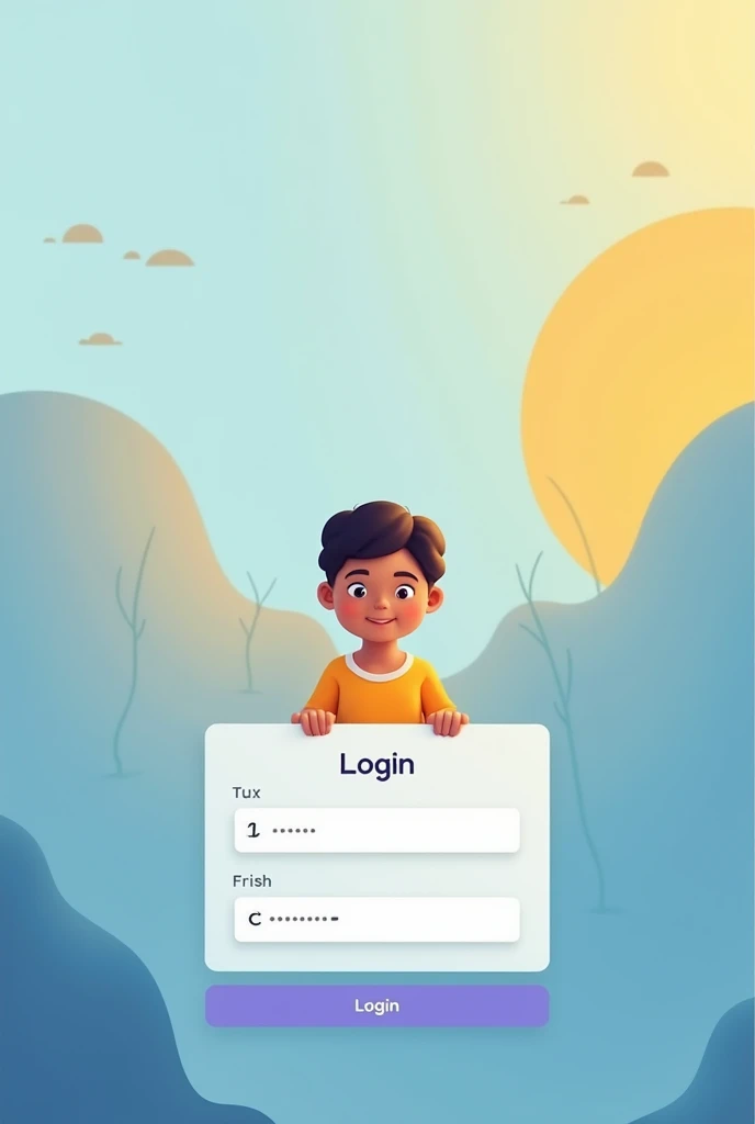 login screen for autistic people blue, yellow with an autistic child