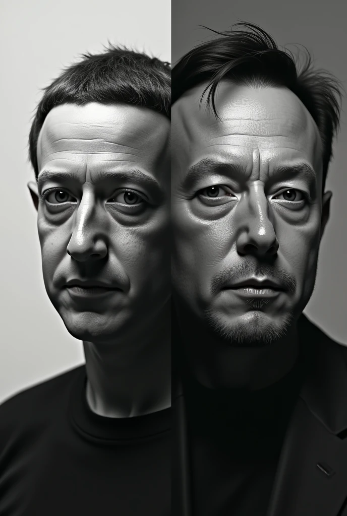 Mark Zuckerberg and Elon Musk IMG in grey shades
Combination of