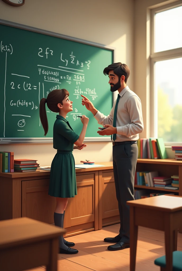 Classroom with teacher and student at the board 