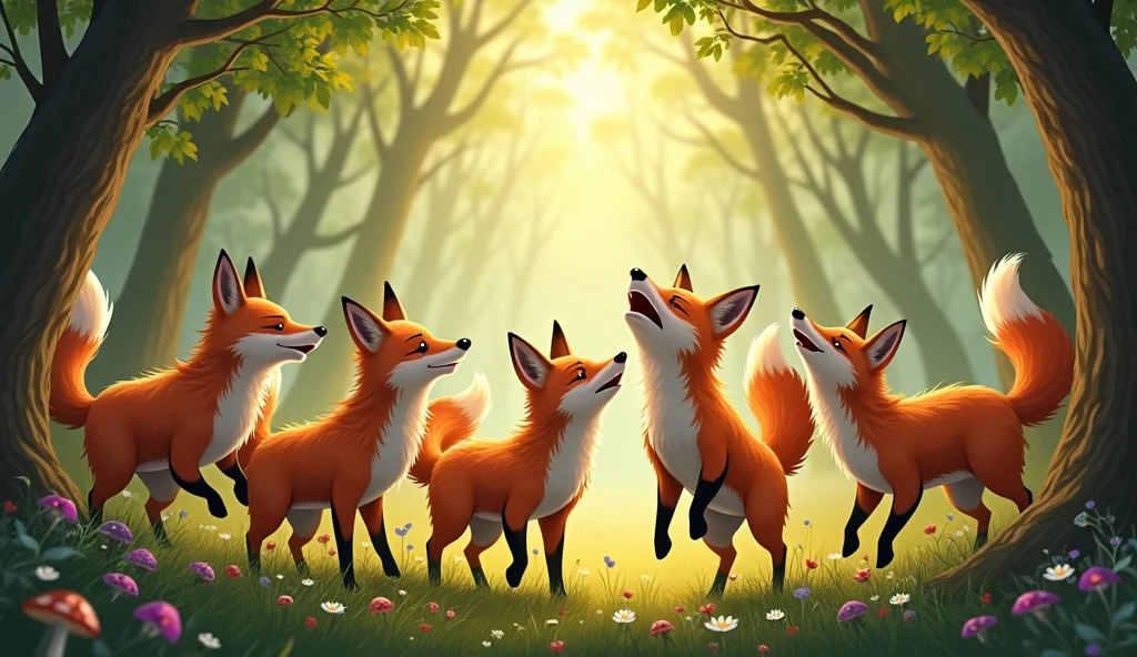WILD FOXES WOLVES IN THE FOREST HAPPY IN PARTY PACK