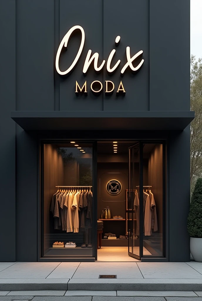 create an eye-catching logo for my clothing store called "onix moda"