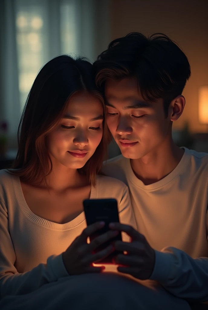 A long distance girl and boy in a vedio call in Instagram