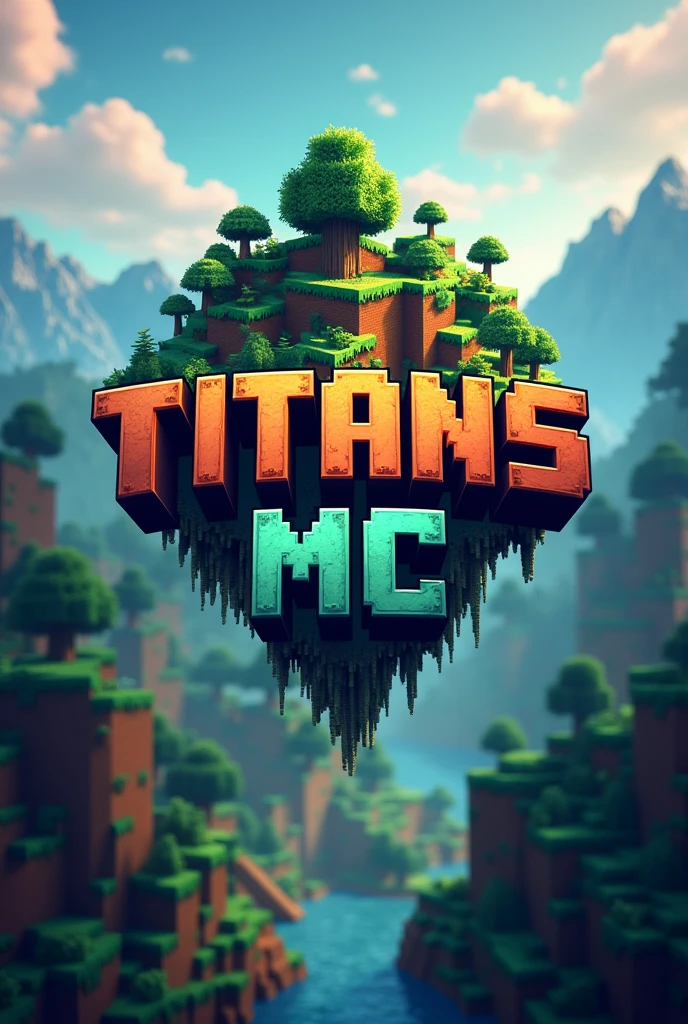 Create me a logo for a Minecraft server and I want you to put the title or text "Titans MC" do it Minecraft style also the letters can be from Minecraft 
