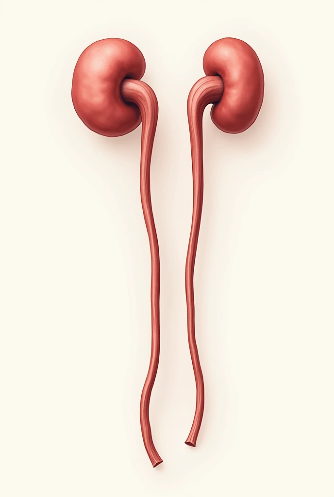 Create an anatomical image of the ureters explaining each part of them