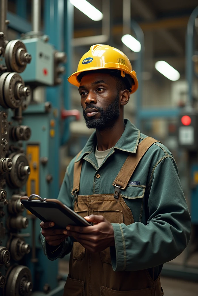 A african man working as machine manager