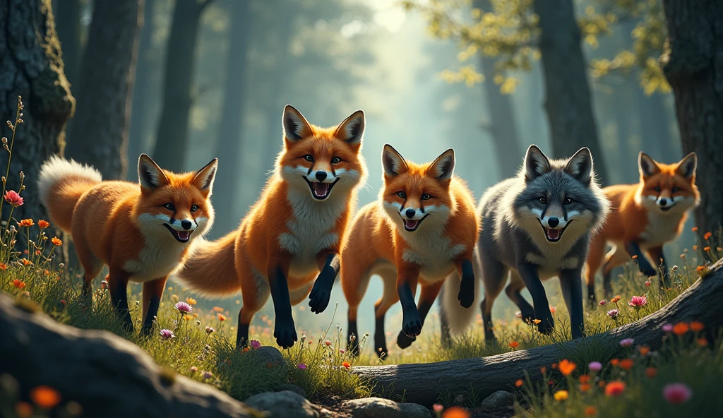WILD FOXES AND WOLVES IN THE BLACK FOREST HAPPY IN PACK PARTY