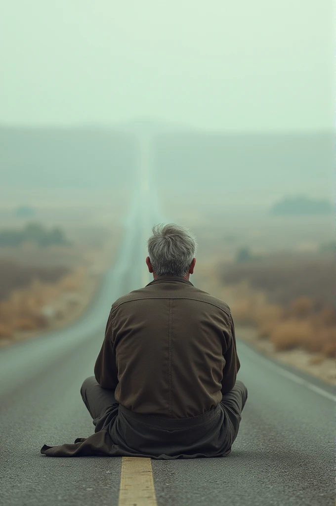 Man sitting on road
