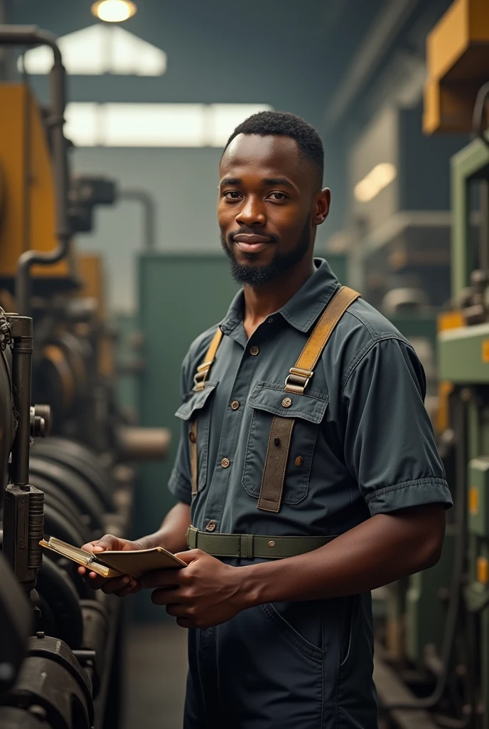 A young african man working as machine manager in nigeria 