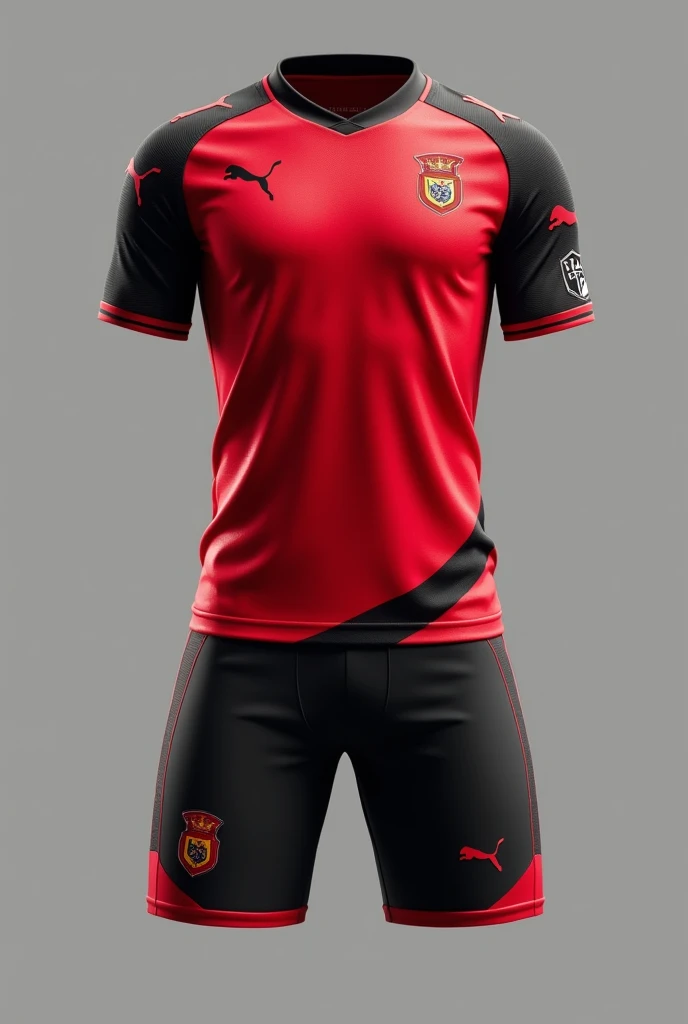 Ecuador red team 2024, with black shorts and red edges on the sides of the shorts - detachable skirt