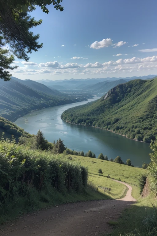 A landscape, a mountain with a view of the River 