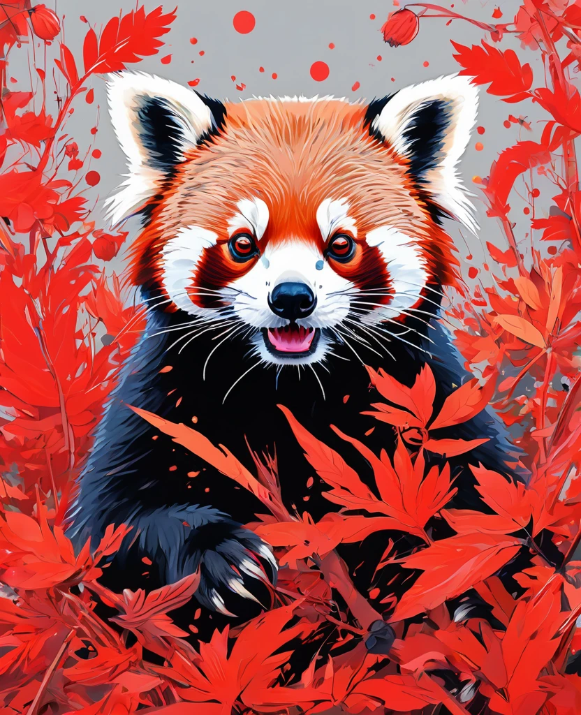 Graffiti, scribble, Comics by Petra Cortright, best quality, masterpiece, red panda artwork, Representative work, official art, Professional, Ultra intricate detailed, 8k, red panda art, colourful background