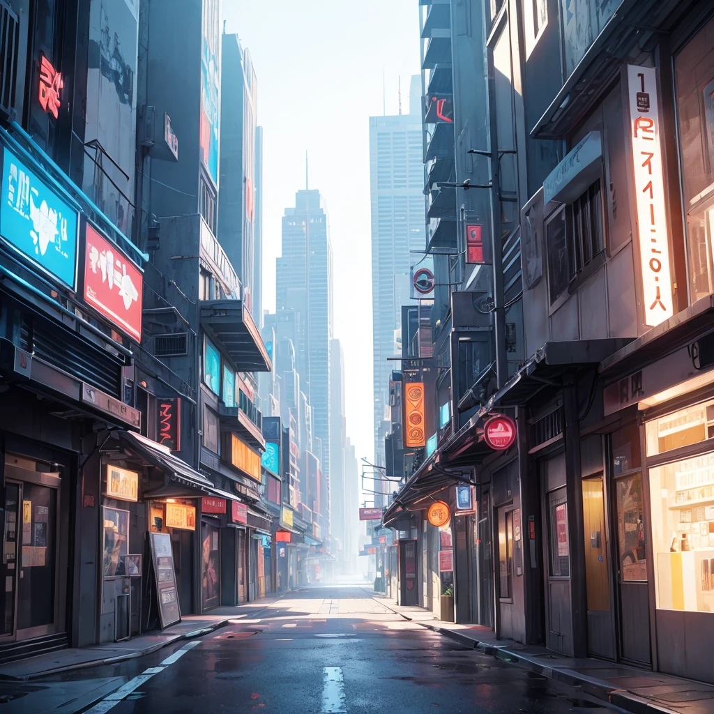 make a futuristic scenario, of a street, deserted