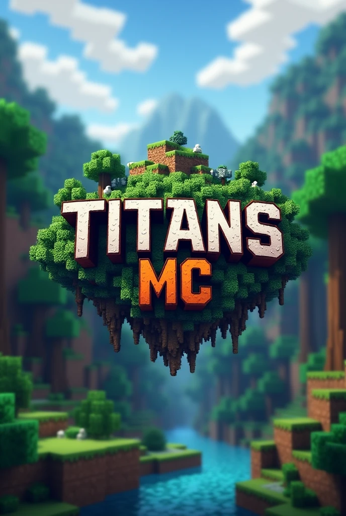 Create me a logo for a Minecraft server and I want you to put the title or text "Titans MC" do it Minecraft style also the letters can be from Minecraft