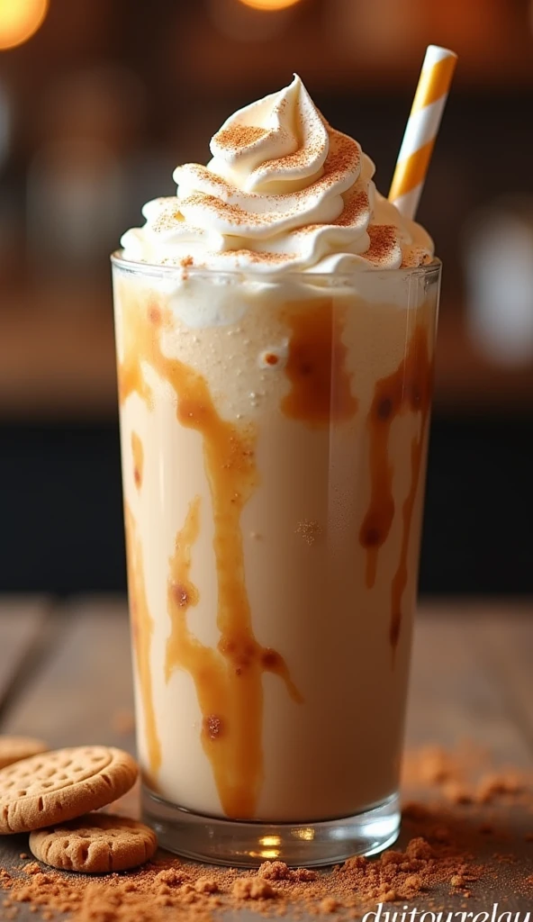 Delicious Cookie Butter Iced Coffee Advertising Image by adding the text "Delicious Cookie Butter Iced Coffee" and adding the watermark "Delicious Menu"
