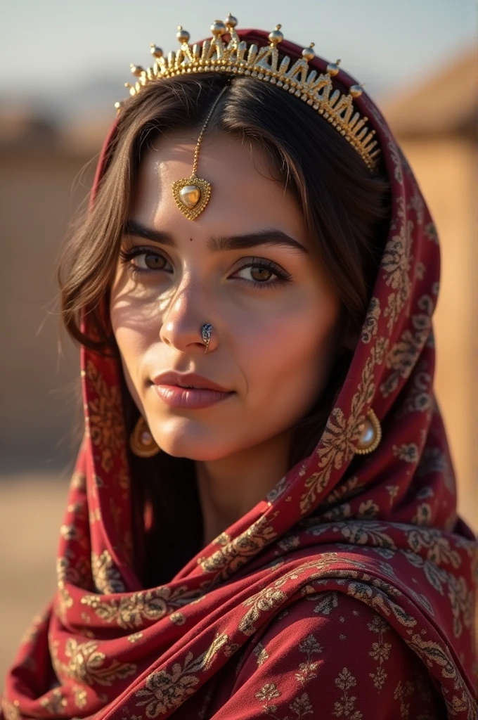 Moroccan girl, Brunnete, (Traditional respectful covered dress), (very loose head scarf showing curly hair), (Morrocan souk environment), masterpiece, best quality, highly detailed, (Beautiful and detailed eyes beautiful and detailed face), (Best Quality), (ultra-detailed), (masterpiece), (high resolution), (Original), ultra-realistic.