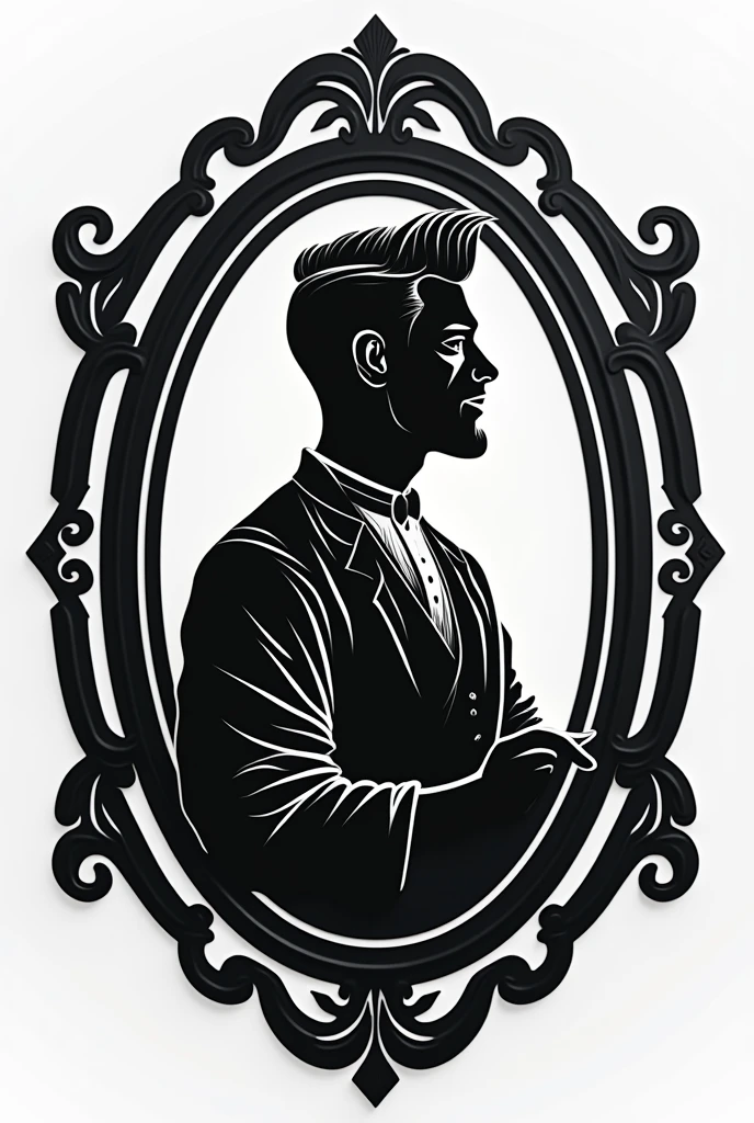 Black and white 3D barbershop logos

